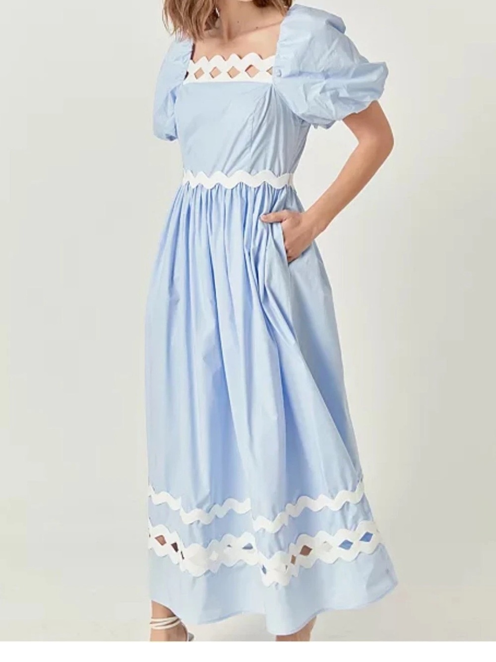 English Factory Women's Scallop-Trim Cotton Midi Dress S - Picture 3 of 7